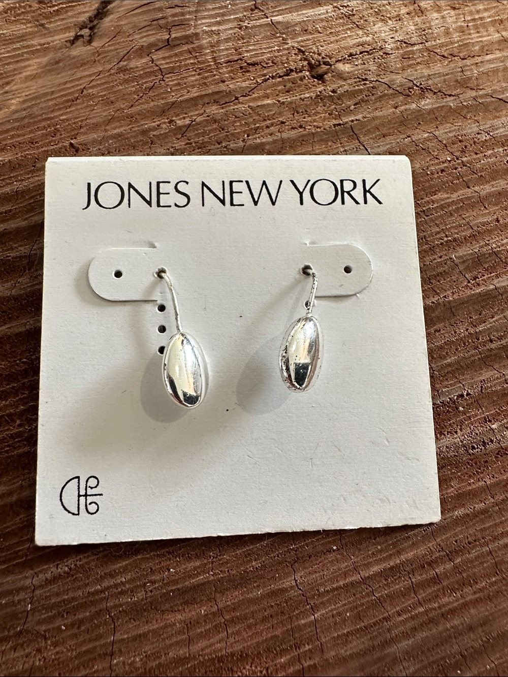 Jones New York Polished Silver Oval Drop Earrings